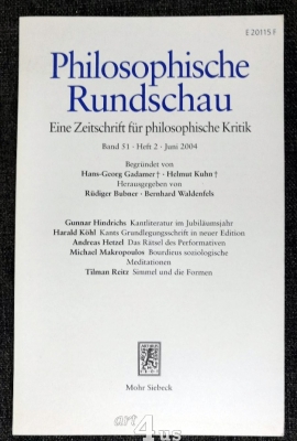 Philosophische Rundschau : Band 51 ; Heft 2 : Kantliteratur im Jubiläumsjahr ; Kants Grundlegungsschrift in neuer Edition ; Das Rätsel des Performativen ; Bourdieus soziologische Meditationen ; Simmel und die Formen